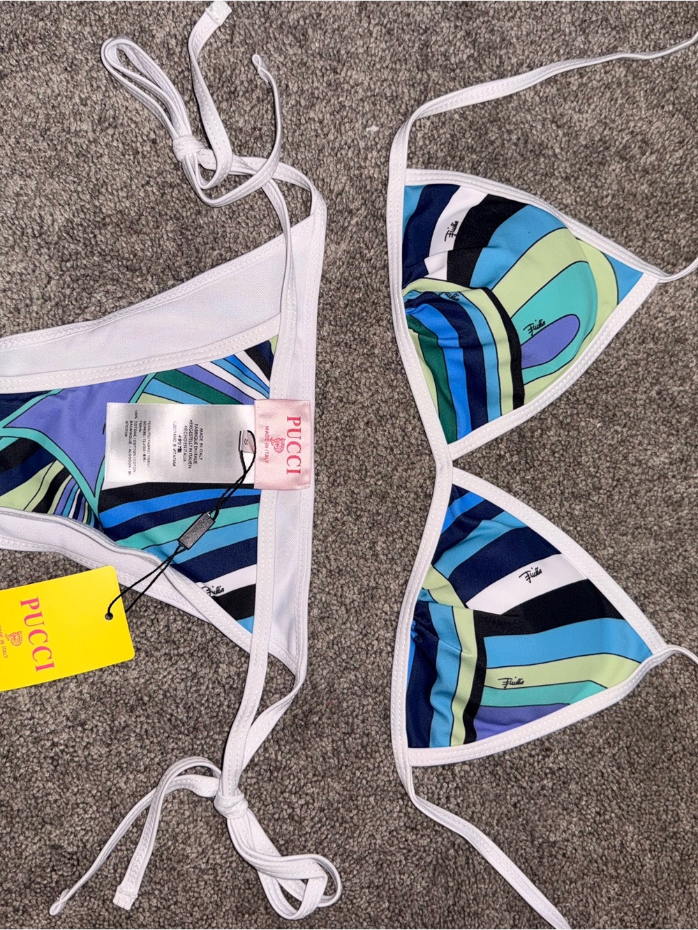 & Other Stories Blue, Green & Purple Pucci-Style Triangle Bikini